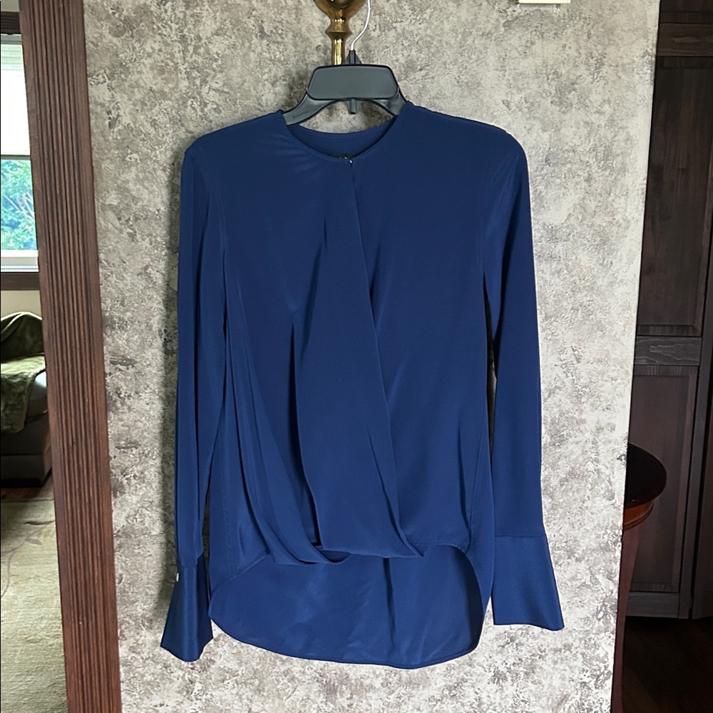 Women’s Rag Bone XS Blue Silk Long Sleeve Max Blouse Top